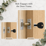 Door Rack Bolt Mortice Security Lock with Star Key – Chrome or Brass Concealed Bolt for Wooden Doors, French Doors & Cupboards