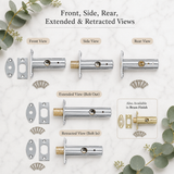 Door Rack Bolt Mortice Security Lock with Star Key – Chrome or Brass Concealed Bolt for Wooden Doors, French Doors & Cupboards