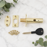 Door Rack Bolt Mortice Security Lock with Star Key – Chrome or Brass Concealed Bolt for Wooden Doors, French Doors & Cupboards