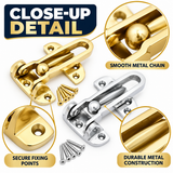 Security Door Guard, Restrictor, Lock Catch, Chrome, Brass, Entrance Hardware.