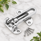 Security Door Guard, Restrictor, Lock Catch, Chrome, Brass, Entrance Hardware.