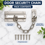 Contract Steel Door Chain 96mm – Electro Brass (EB) or Chrome Plated (CP) – Security Door Chain for Wooden Internal & External Doors