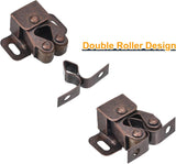 Double Roller Catch – Chrome, Brass, or Bronze Finish – Cabinet, Cupboard & Wardrobe Door Latch with Strike Plate