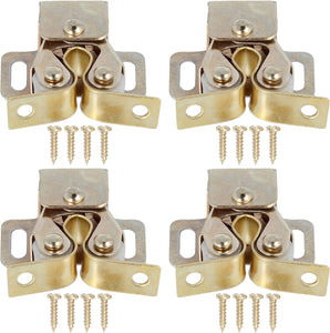 Double Roller Catch – Chrome, Brass, or Bronze Finish – Cabinet, Cupboard & Wardrobe Door Latch with Strike Plate