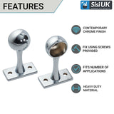 Wardrobe Pole Hanging Rail Fittings – Chrome Clothes Rail Supports for 19mm & 25mm Round Tube – Heavy Duty Wardrobe Pole Brackets