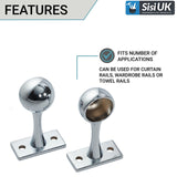 Wardrobe Pole Hanging Rail Fittings – Chrome Clothes Rail Supports for 19mm & 25mm Round Tube – Heavy Duty Wardrobe Pole Brackets