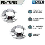 Wardrobe Pole Hanging Rail Fittings – Chrome Clothes Rail Supports for 19mm & 25mm Round Tube – Heavy Duty Wardrobe Pole Brackets