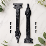 Decorative Dummy Hinges – Black Wrought Iron Fake Hinges for Doors, Gates, and Shutters