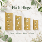 Flush Hinges for Cabinet Doors, Cupboards & Toy Boxes – Silver, Gold, Black or Antique Bronze Furniture Hinges – Various Sizes