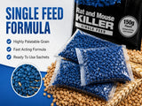 Mouse & Rat Killer Rodent Control Poison Bait Blue Grain Single Feed Killer BRODIFACOUM 0.0025% - THE MAXIMUM LEGAL STRENGTH