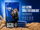 Mouse & Rat Killer Rodent Control Poison Bait Blue Grain Single Feed Killer BRODIFACOUM 0.0025% - THE MAXIMUM LEGAL STRENGTH