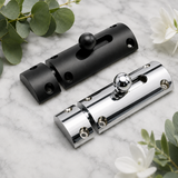 Half Round Slide Bolt – 3" (75mm) Curved Door Bolt Latch – Polished Chrome or Matt Black – Bathroom, Toilet & Door Lock