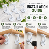 Handrail Bracket 63mm Heavy Duty   – Stair Bannister Support for Wooden or Metal Rail – Heavy Duty Zinc, White, Grey, Black Finish
