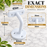 Handrail Bracket 63mm Heavy Duty   – Stair Bannister Support for Wooden or Metal Rail – Heavy Duty Zinc, White, Grey, Black Finish