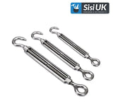 Turnbuckle Wire Tensioner Strainer – Zinc Plated Hook & Eye Cable Tensioner – M5 M6 M8 Rope & Wire Adjuster