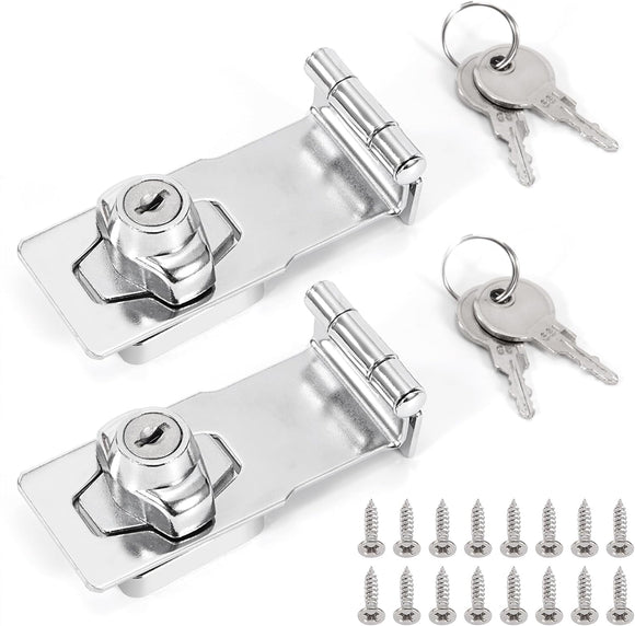 Hasp & Staple Locking Polished Chrome – 75mm & 115mm Heavy Duty Security Latch for Shed, Gate, Door, Cupboard