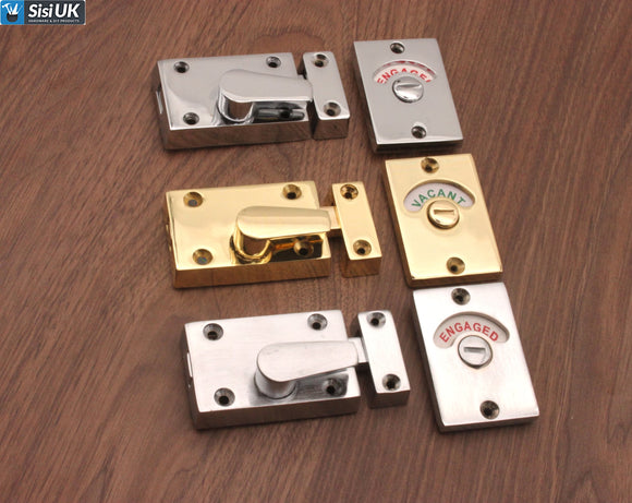 Indicator Bolt – Brass, Polished Chrome & Satin Chrome Privacy Door Lock for Bathroom, Toilet, Cubicle & Changing Room