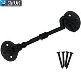 Twisted Black Rustic Cabin Hooks – Heavy-Duty Wrought Iron Door & Gate Latch – Sizes 75mm, 100mm, 150mm
