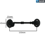 Twisted Black Rustic Cabin Hooks – Heavy-Duty Wrought Iron Door & Gate Latch – Sizes 75mm, 100mm, 150mm