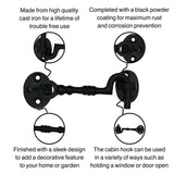 Twisted Black Rustic Cabin Hooks – Heavy-Duty Wrought Iron Door & Gate Latch – Sizes 75mm, 100mm, 150mm