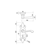 Fleur De Lys Suite Door Handle on Latchplate in Black/ latch/lock & Bathroom