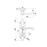 Fleur De Lys Suite Door Handle on Latchplate in Black/ latch/lock & Bathroom