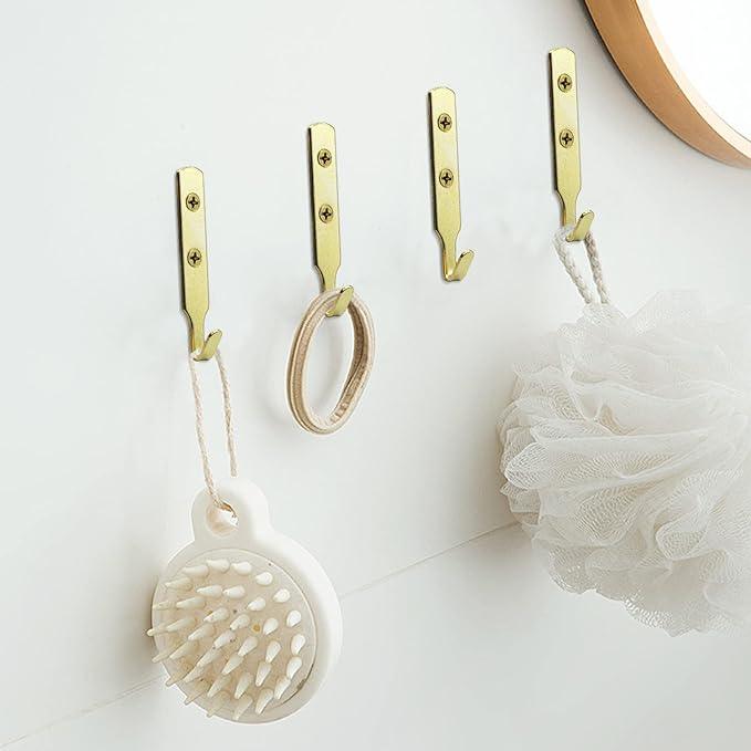 Zorfeter 10 Pcs Wall Mount J Hooks - 304 Stainless Steel Heavy Duty Hangers For Keys, Mirrors, Pictures (Gold) - View #5