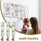 5 X HEAVY DUTY Brass J HOOKS Large Picture/Frame Hanging Hook + Screws + WallPlug - Sisi UK Ltd