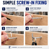 L Hook Polished Chrome Steel– Heavy Duty Square Cup Hooks for Wall Hanging, Screw-In Hangers
