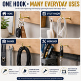 L Hook Polished Brass Steel – Heavy Duty Square Cup Hooks for Wall Hanging, Screw-In Hangers