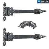 Spear Hinges Black Ironmongery – Antique Hinges - Heavy Duty Decorative Door and Gate Hinges (152mm, 225mm, 300mm)