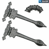 Spear Hinges Black Ironmongery – Antique Hinges - Heavy Duty Decorative Door and Gate Hinges (152mm, 225mm, 300mm)