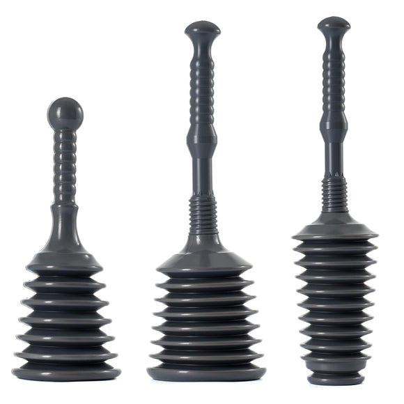 Heavy Duty Drain Plunger – Sink, Bath, Toilet Unblocker – Midi, Maxi & Toilet Sizes for Bathroom & Kitchen Use
