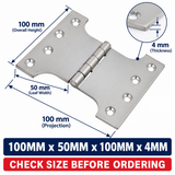 Heavy Duty Parliament Door Hinge – Wide Opening Brass or Steel Projection Hinge for Interior and Exterior Doors (100mmx50mmx100mmx4.0mm)