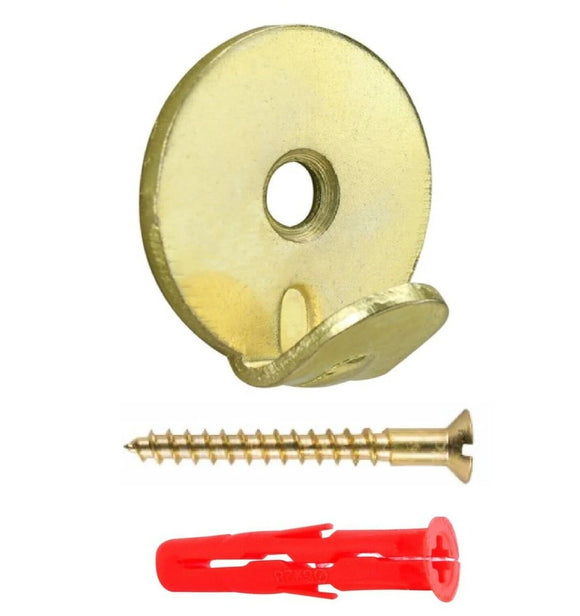 Heavy-Duty Wall Hooks – 1-Hole Brass Plated for Secure Mounting