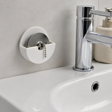 Bath & Sink Plug Tidy – White, Chrome Self Adhesive Plug Holder for Bathroom, Basin & Kitchen Sink Plug Storage