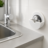 Bath & Sink Plug Tidy – White, Chrome Self Adhesive Plug Holder for Bathroom, Basin & Kitchen Sink Plug Storage