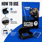 Mouse & Rat Killer Rodent Control Poison Bait Blue Grain Single Feed Killer BRODIFACOUM 0.0025% - THE MAXIMUM LEGAL STRENGTH