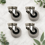 4 x Heavy Duty 50mm Rubber Swivel Castor Wheels – Trolley Furniture Caster Wheels for Cabinets, Workbenches & DIY