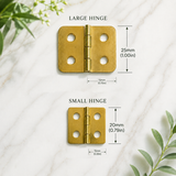 Brass Plated Flap Hinges – Compact Cabinet & Box Hinges for Furniture, Cupboards, Small Boxes & Joinery – 20mm x 10mm or 25mm x 19mm