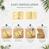 Brass Plated Flap Hinges – Compact Cabinet & Box Hinges for Furniture, Cupboards, Small Boxes & Joinery – 20mm x 10mm or 25mm x 19mm