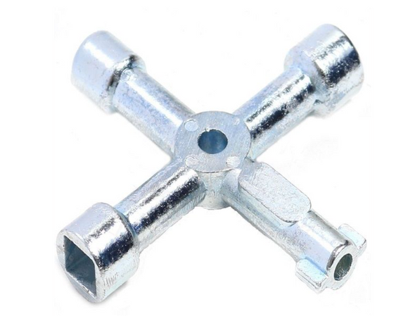 Multi-Purpose Utility Key (4-Way) – Plumbing, Radiator, Gas, Electric, Meter, Valve Box Tool