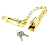 Locking Door Chain – Chrome or Electro Brass – Security Door Chain with Slide Lock for Wooden Internal & External Doors