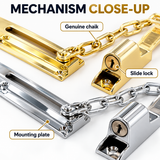 Locking Door Chain – Chrome or Electro Brass – Security Door Chain with Slide Lock for Wooden Internal & External Doors