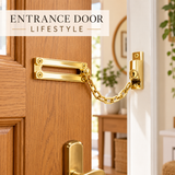 Locking Door Chain – Chrome or Electro Brass – Security Door Chain with Slide Lock for Wooden Internal & External Doors