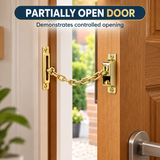 Locking Door Chain – Chrome or Electro Brass – Security Door Chain with Slide Lock for Wooden Internal & External Doors