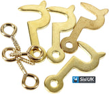 Side Hook & Eye Screw 25mm, 30mm – Electro Brass Plated Self-Tapping Fastener Clasp Hooks for Picture Frames, Mirrors & Jewellery Boxes