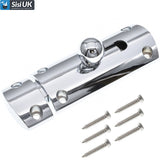 Slide Bolt – Polished Chrome & Matt Black – 3" (75mm) Modern Curved Tower Bolt – Bathroom, Toilet & Door Lock Latch