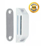 Magnetic Catch – Cabinet & Cupboard Door Latch with Strike Plate – White or Brown – Strong Hold for Kitchen, Wardrobe & Drawer