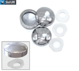 Screw Cover & Base Caps – Polished Chrome & White Finish – Decorative Screw Caps for Mirrors, Cabinets & Furniture – 10mm Metal Covers with Base Washers